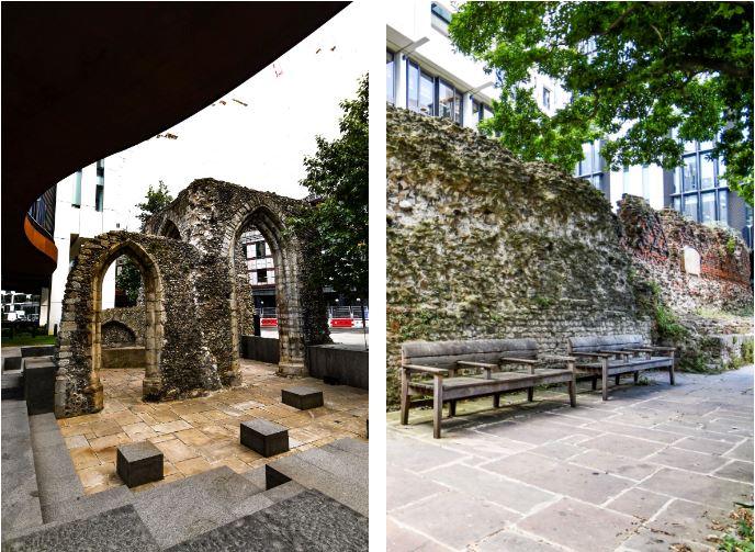 London City Wall and St Alphage ruins